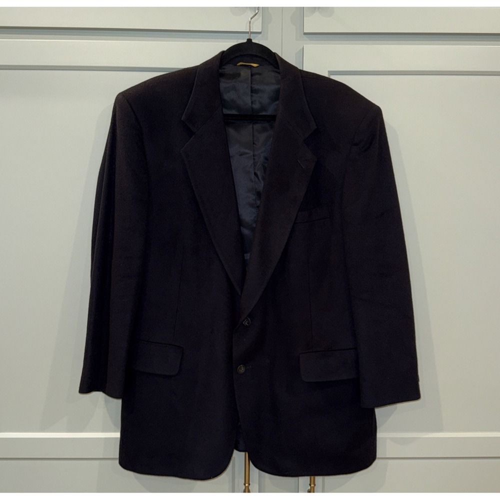 Sterling & Hunt Vintage Men's Black Wool & Cashmere Overcoat Jacket Blazer *read